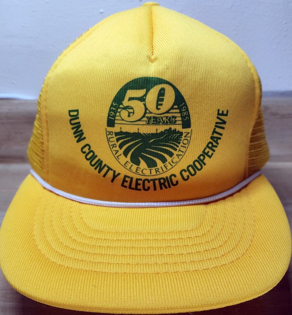 Capital Hat Dunn County Electric Cooperative Men's Adjustable Yellow Trucker